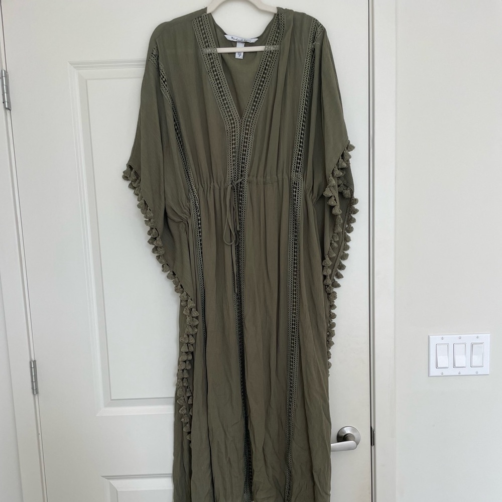 Michael Stars Farrah Caftan Cover Up Olive One Size. Revolve Resortwear - Picture 4 of 4